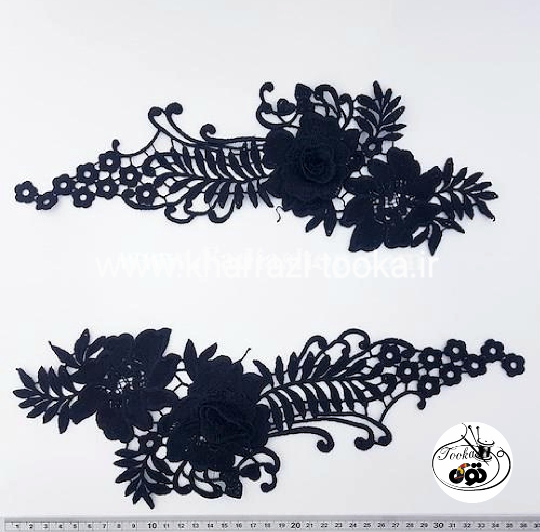 تکه دوزی گل برجسته مشکی