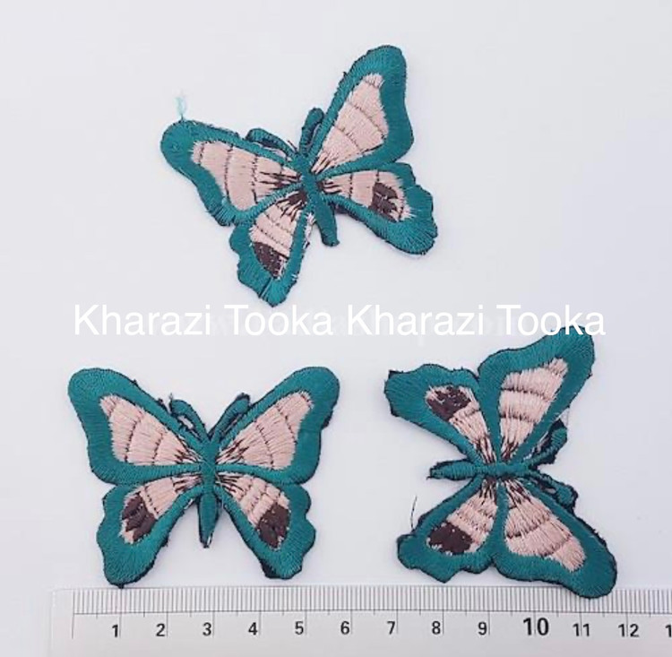 تکه دوزی پروانه کرمی سبز