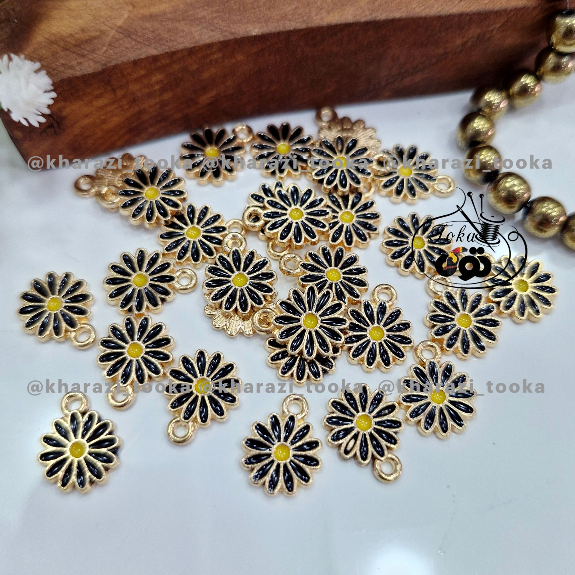 خرجکار گل بابونه مشکی