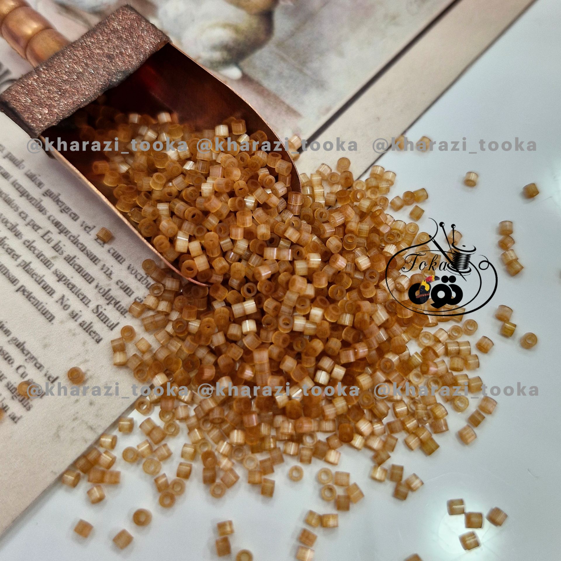 منجوق استوانه ای fgb خردلی ابریشمی ۳۹۵