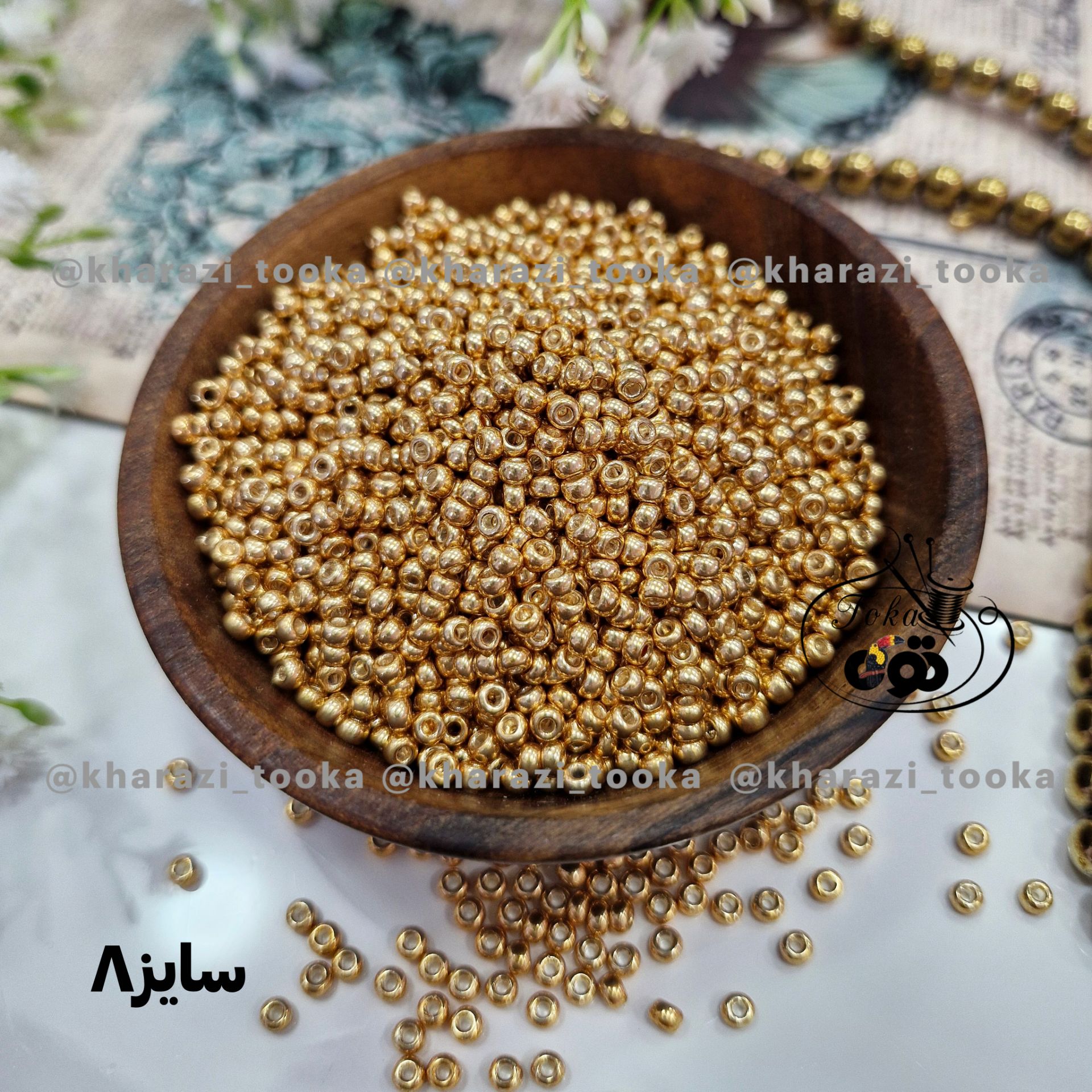 منجوق گرد میوکی سایز ۸ طلایی(۵ گرمی)